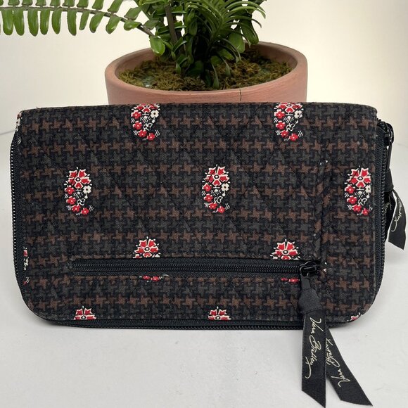 VERA BRADLEY Zip Around Wallet Wristlet Houndstooth Brown Card & I.D. Slot - Picture 1 of 7